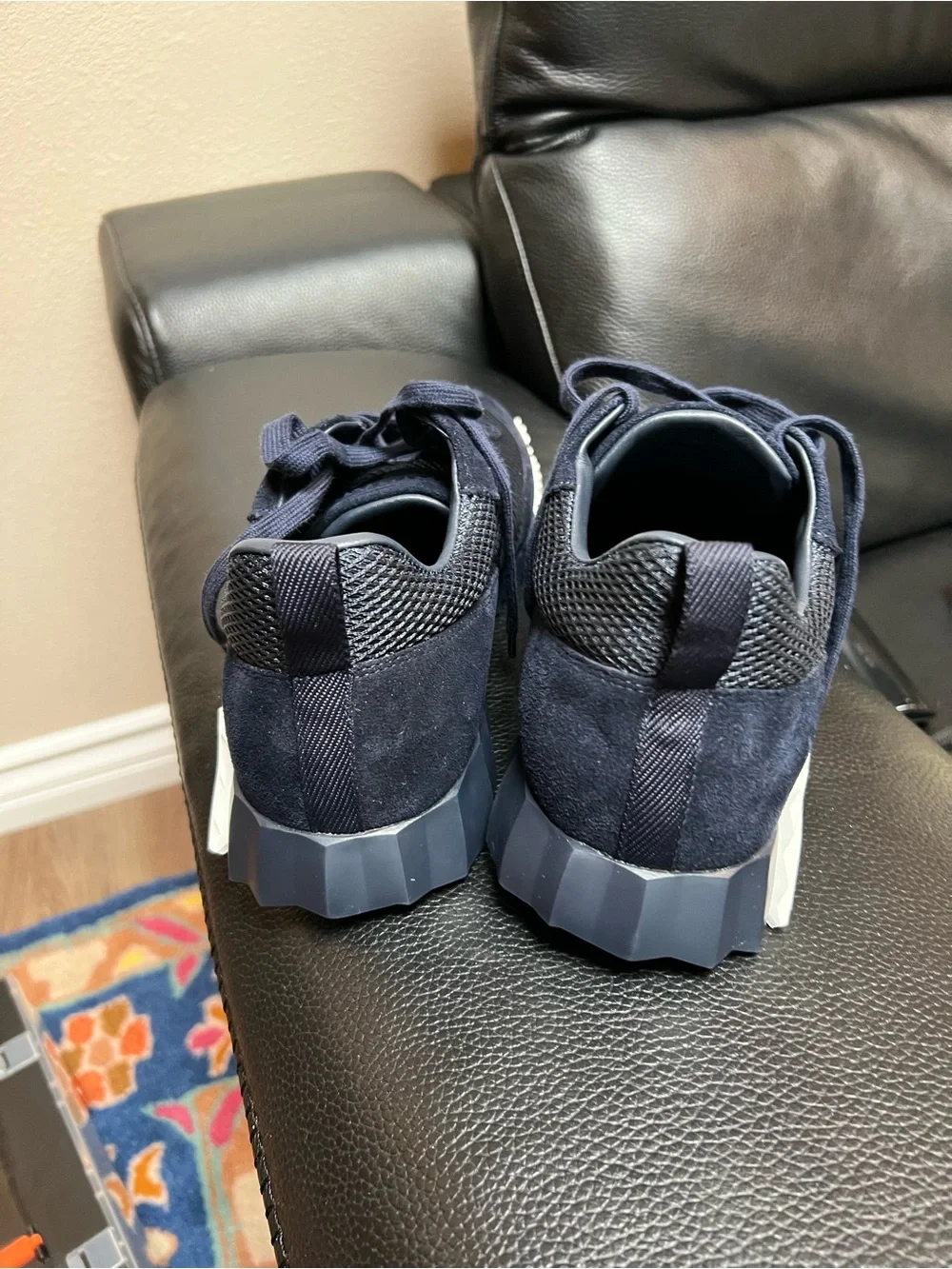 Men's Navy Mesh & Suede Casual Sneakers